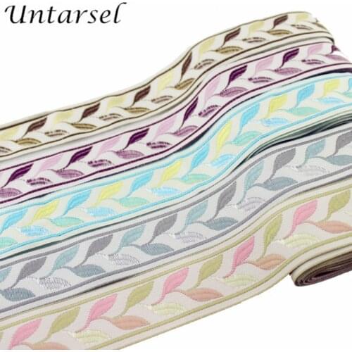 Untarsel high quality gimp trim 5yards/lot 35mm ethnic style fabric curtain decoration ribbon webbing belt handmade crafts