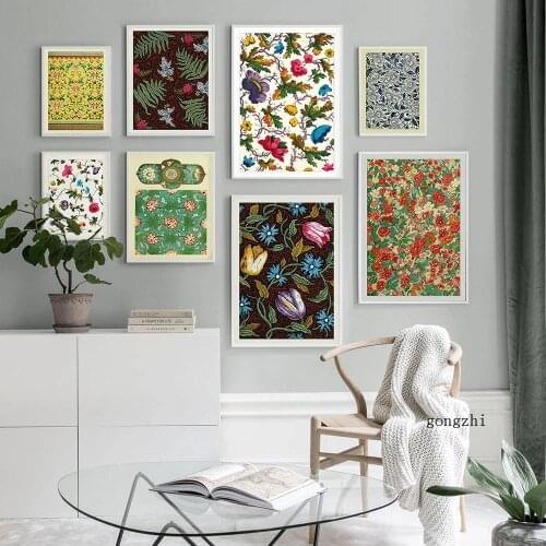 Vintage Flower Botanical Leaves Exhibition Poster Colorful Canvas Painting and Prints Wall Art Pictures Living Room Home Decor
