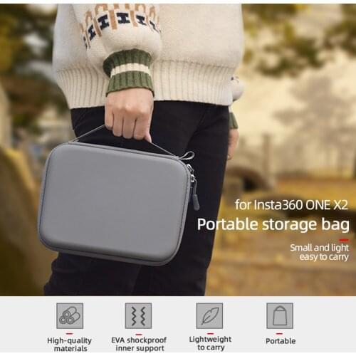 Waterproof EVA Camera Storage Bag for Insta360 ONE X2 Portable Carrying Handbag Portable Case Electronic Equipment