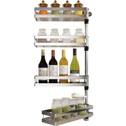 SUS 304 DIY Rotate Stainless Steel kitchen Shelf, Kitchen Rack, Seasoning Rack Wall Holder Organizer DIY 2-5 layers