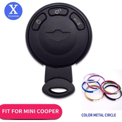 Xinyuexin Smart Remote Car Key Fob Shell for BMW Mini Cooper R56 3 Button Remote Keyless Entry Auto Car Key Case Colorful Circle