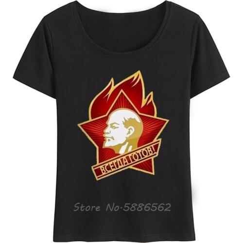 CCCP Soviet Union Lenin Young Pioneers Badge Funny Tshirt Femme Summer New White Casual Short Sleeve USSR T Shirt Women