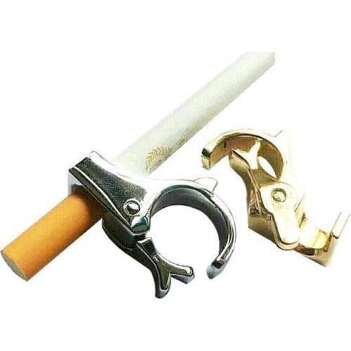 Cigarette Ring Clasp, Zinc Alloy Cigarette Holder Ring Hands Free Cigarette Finger Ring Holder to Protect Finger Turn Yellow