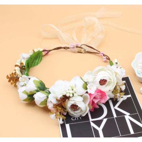 Miss Cute Handmade Flower Crown for Women Girls 2021 Summer Seaside Holiday Wedding Garland Headband Kid Wreath Hair Accessories