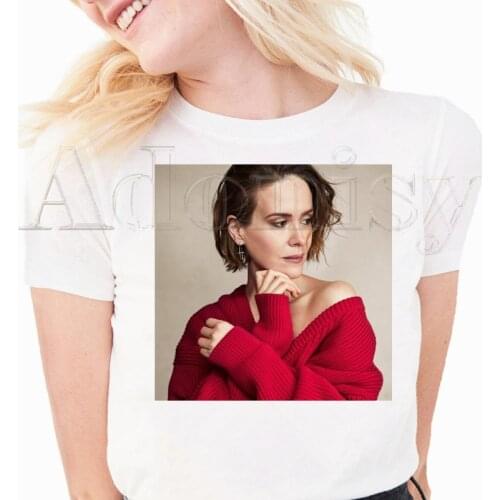 Sarah Paulson Women Summer Short Sleeve Fashion Print Lady T-shirts Top T Shirt Ladies Womens Graphic Female Tee T-Shirt