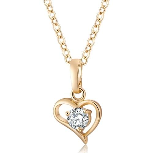 Hollow out love heart Necklace Pendants for womens Stainless Steel Rose Gold Color Chain Necklace Cubic Zirconia Pendants