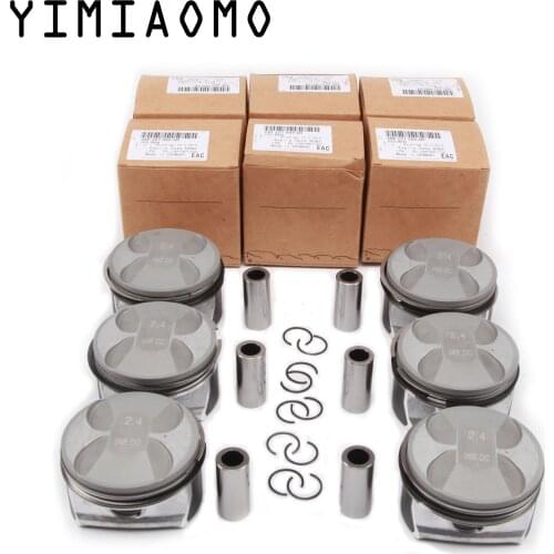 06E107065DC 6PCS Engine Piston & Rings Auto Assembly Kit For Adui A6 Avant 2.4L Piston Diameter 81MM Pin 19MM 06E 198 151 A