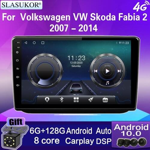 10.2“ Android 10 For Volkswagen Skoda Fabia 2 2007-2014 Car Radio Stereo Receiver Audio Auto Carplay Multimedia Navigator BT DSP