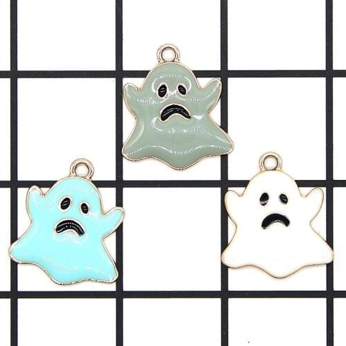 10 pcs Halloween Series Ghost Enamel Charms Drop Oil Specter Metal Floatings Fit Earring DIY Pendants Jewelry Accessories XL898