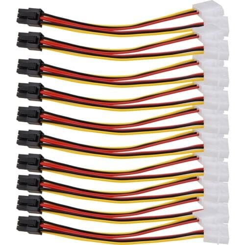 10PCS Molex 4 Pin to PCI-E PCI Expess 6 Pin Power Converter Adapter Cable Connector Power Supply For Bitcoin Miner Mining