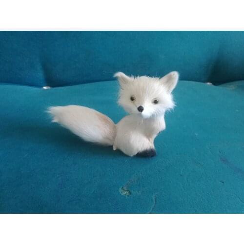 12x8cm simulation fox hard model toy plastic& furs fox handicraft ornament home desktop decoration p2679