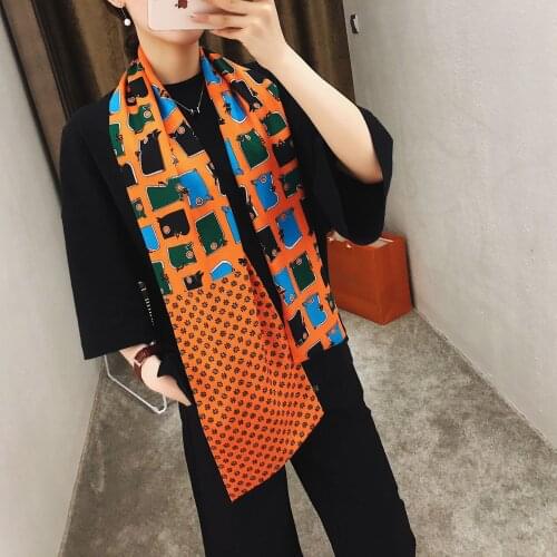 160*20cm New Plaid Animal Pattern Printing Twill Weave Silk Scarf Womens Long Scarves