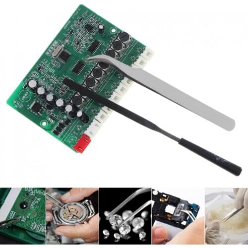 2pcs/lot 1.0MM Bendable, Durable Stainless Steel Tweezer Curved Precision Electronic Repair Tool with DIY Model Polishing File