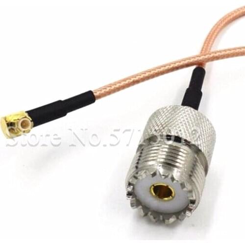 2pcs UHF SL16 Famale Head Turn to MCX Bend Male Head Antenna Patch Cord 15cm RG316 Wire RF Adaptor Connecting Line