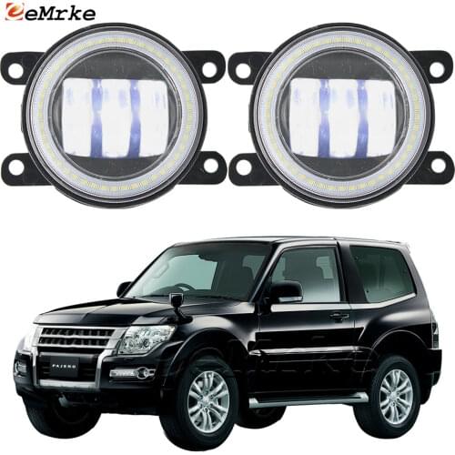 2PCS Led Angel Eye DRL for Mitsubishi Montero Shogun Pajero 2015 2016 2017 2018 2019 LED Fog Lights Lens Daytime Running Light