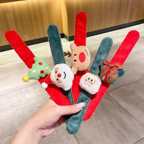 3PCS Father Frost Figure Under Christmas Tree Christmas Clap Ring Bracelet Decoration Christmas Ring Santa Claus Doll Snowman