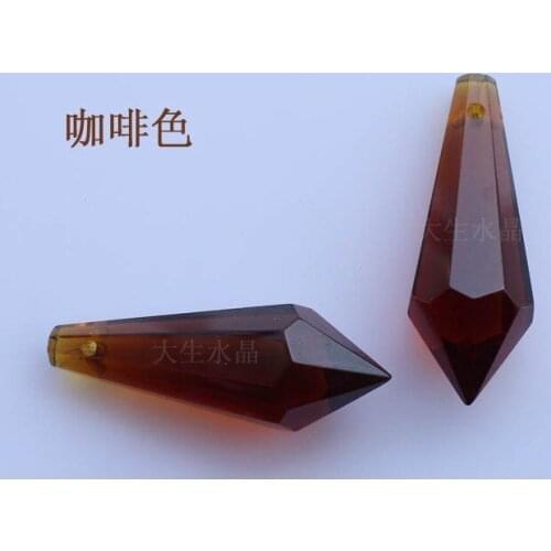 30pcs/lot,38mm amber crystal icicle prism suncatcher hanging u drop pendant