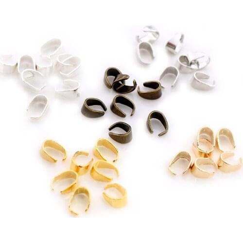 50pcs/lot Stianless Iron Pendant Clips Pinch Bail Clasps Buckle Charm Necklace Hook Connector For DIY Jewelry Making Cameo Tray