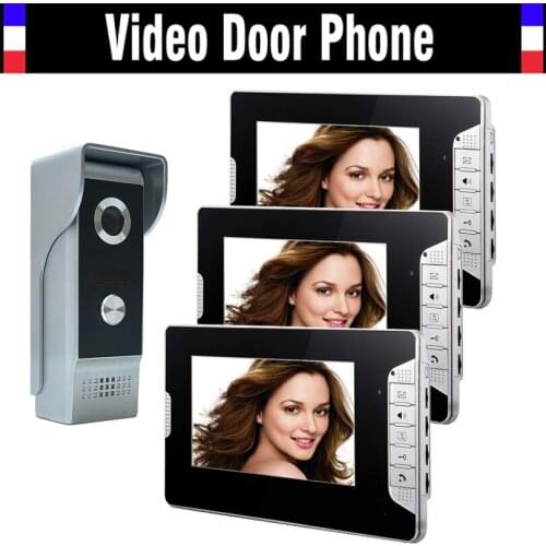 7 Inch Monitor Video Door Phone Doorbell System IR Night Vision Call and Intercom Video intercom interphone Kit 3-Monitor