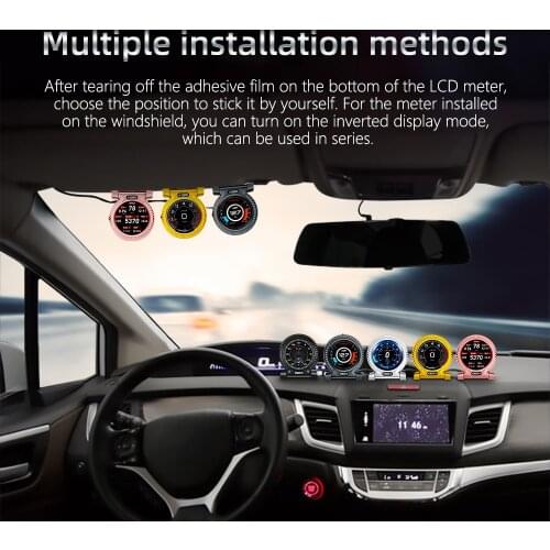 Automobile On-board Computer Car Digital OBD 2 HUD Display Speed RPM MPH Fuel Consumption Tacho Turbo Temperature OBD2 Gauge
