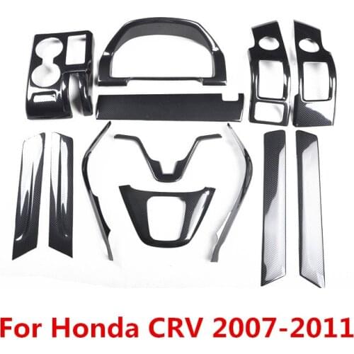 Carbon Fiber Printed Car Center Control Gear Panel Cover Armrest Meter Moulding Trim for Honda CRV 2007 2008 2009 2010 2011
