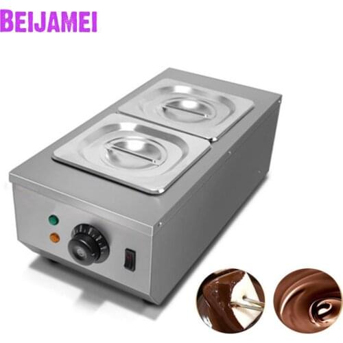 BEIJAMEI Double Tanks Chocolate Melting Pot Machine Electric Chocolate Tempering Moulding Machine