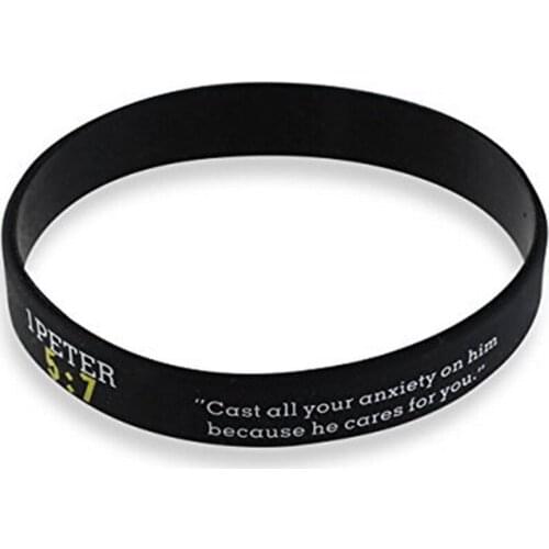 1PCS Faith Bible Verses Religious Christian 1 PETER 57 silicone rubber bracelet wristband