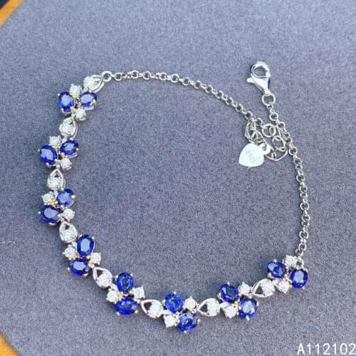 KJJEAXCMY fine jewelry 925 sterling silver inlaid natural sapphire bracelet trendy girl new hand bracelet support test