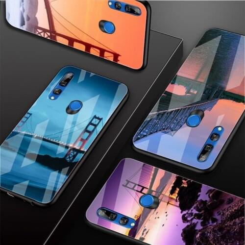 Bridge Scenery Tempered Glass Phone Case For Huawei honor 8X 9 10i 20i 20Lite 20Pro 30 Pro Cover Shell