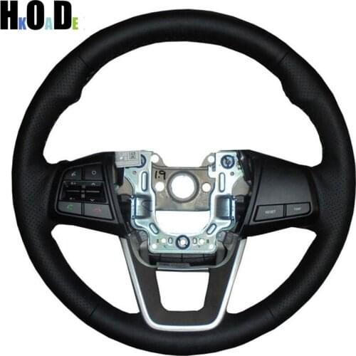 Black Artificial Leather Steering Wheel Cover Hand-stitched Steering Wheel Cover for Hyundai ix25 2014 -2018 Creta 2016 - 2018