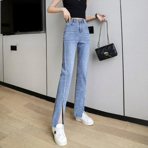 Jeans for Girls High Waist Split Jeans Womens Skinny Split Mopping Pants Split Split Micro Stretch Pants Streetwear