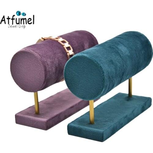 Purple Velvet Watch Jewelry Display Pillow Holder Detachable Bracelet Chain Jewelry Storage Holder Necklace Organizer Stand Blue