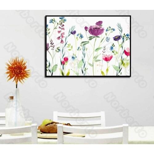 Modern Style Canvas Painting Wall Poster Drawings About Small Flowers and Weeds for Living Room Bedroom Restaurant Decoration
