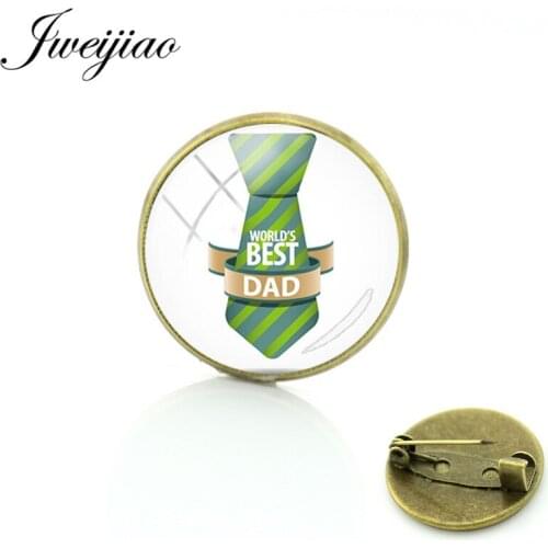 JWEIJIAO Hot Selling The Worlds Best Dad Brooches Badge For Man Clothes Hat Metal Pins Fathers Day Gift FQ880