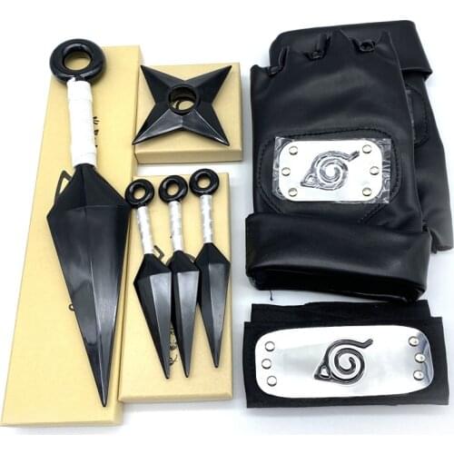 1/1 Set Anime Narutos Gloves Plastic Toy Cosplay Pocket Model Itachi Shuriken Ninja Stars Darts Weapons Collections Gift