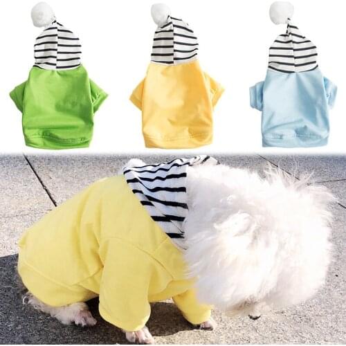 Dog Hoodies Sun Proof Fashion Pet Clothes Two Legged Spring Summer Stripe Vest French Bulldog Teddy Corgi Cat Small Dog Clothing