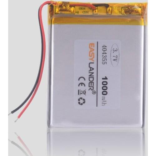 Lithium polymer battery 3.7v 404355 1000mAh For mp3 mp4 speaker DVR GPS small toys smart watch navigator batteries