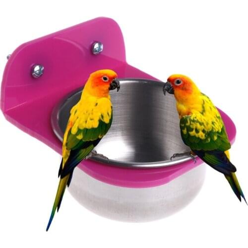 Stainless Steel Food Water Bowl Bird Feeder For Crates Cages Coop Dog Parrot Pet