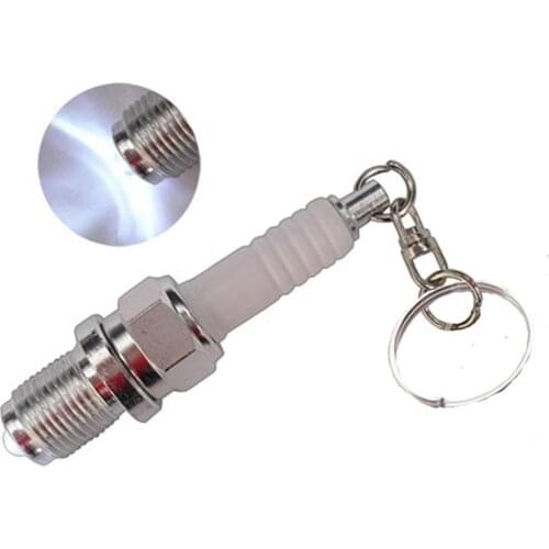 1Pc Fashion LED Key Chain Spark Plug Keychain Mini Car Parts Keyring Gift Useful Mini LED Light Key Chain for any car enthusiast