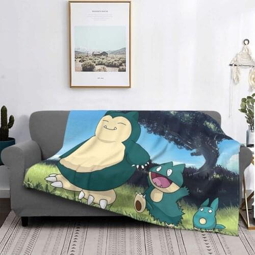 Snorlax Cartoon Blanket Coral Fleece Plush Textile Decor Anmie Multifunction Warm Throw Blanket for Home Travel Quilt