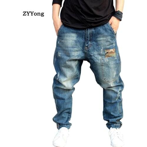 Men Jeans Casual Joggers Plus Size 7XL Hip Hop Harem Denim Pants Camouflage Patchwork Quality Trousers Blue Jeans Brand Clothing