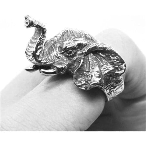 Rany&Roy Newest Cool Elephant Ring 316L Stainless Steel Jewelry Men Boys Elephant Ring