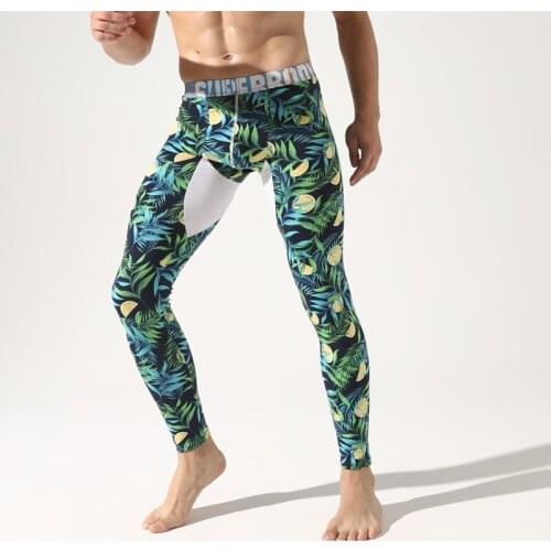 Mens underwear long johns printing pants men cotton warm leggings erkkek alt ic giyim long johns pouch slim