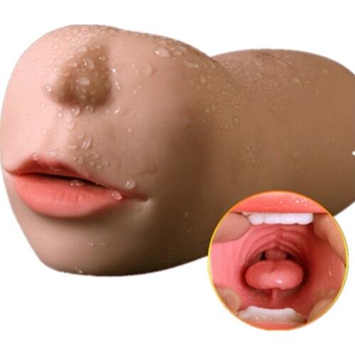 Male Masturbator 3D Deep Throat Real Man Masturbators Sex Mouth Blow Job Pussy Real Teeth Tongue Oral Sex Cup Sex Toys for Man