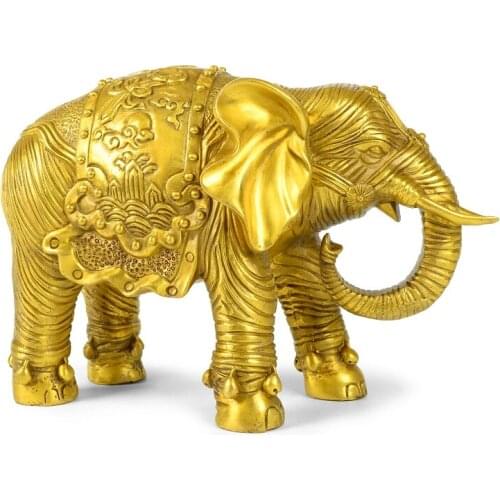 OFFICE HOME efficacious Protection auspicious Talisman Money Drawing Thailand Elephant bronze statue-33 CM LONG