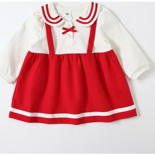 Autumn preppy style cotton girls korean clothes peter pan collar long sleeved casual girls dress kids clothing 0-4Y
