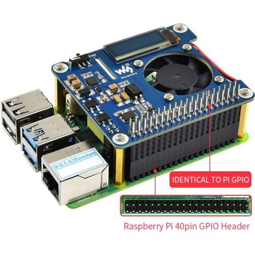 Raspberry Pi 4 Power Over Ethernet HAT (B) 802.3af POE Network with Temperature Cooling Fan OLED for Raspberry Pi 3B + / 4B