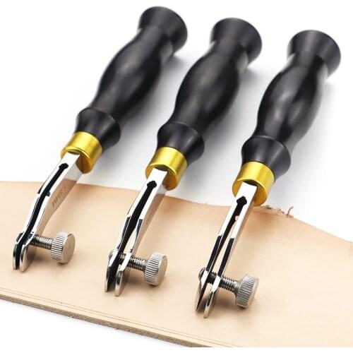 Adjustable Stainless Steel Creaser Press Sideline Edge Ebony Handle Leather Craft Tool DIY 0.5/1.2/1.5mm Craft Tools