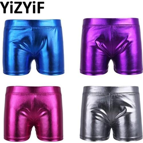 YiZYiF Girls Shorts Metallic Gymnastic Dance Shorts Shiny Bottoms Booty Shorts for Sports Cheer Workout Swimming Shorts For Kids