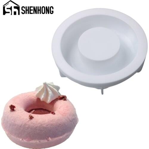 SHENHONG Silicone Molds Donuts Shape Cake Mold Pastry Form French Mousse Dessert Mould Muffin Baking Pan Cake Decorating Tools
